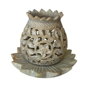 Novica Soapstone‎ Tealight Holder India created by Gulam Rasool